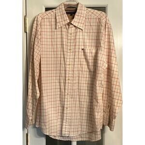 Tommy Hilfiger Men Long Sleeve Button Up Shirt L Plaid 100% Cotton